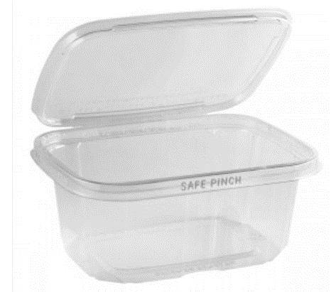 TE6508 8 oz. Clear Hinged Container SAFE PINCH™ Tamper-Evident 200/case