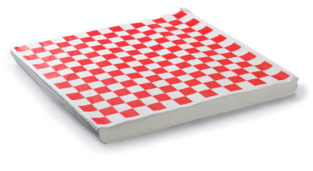 CHECKER BASKET WAX PAPER LINER RED 12X12 2000/BDL