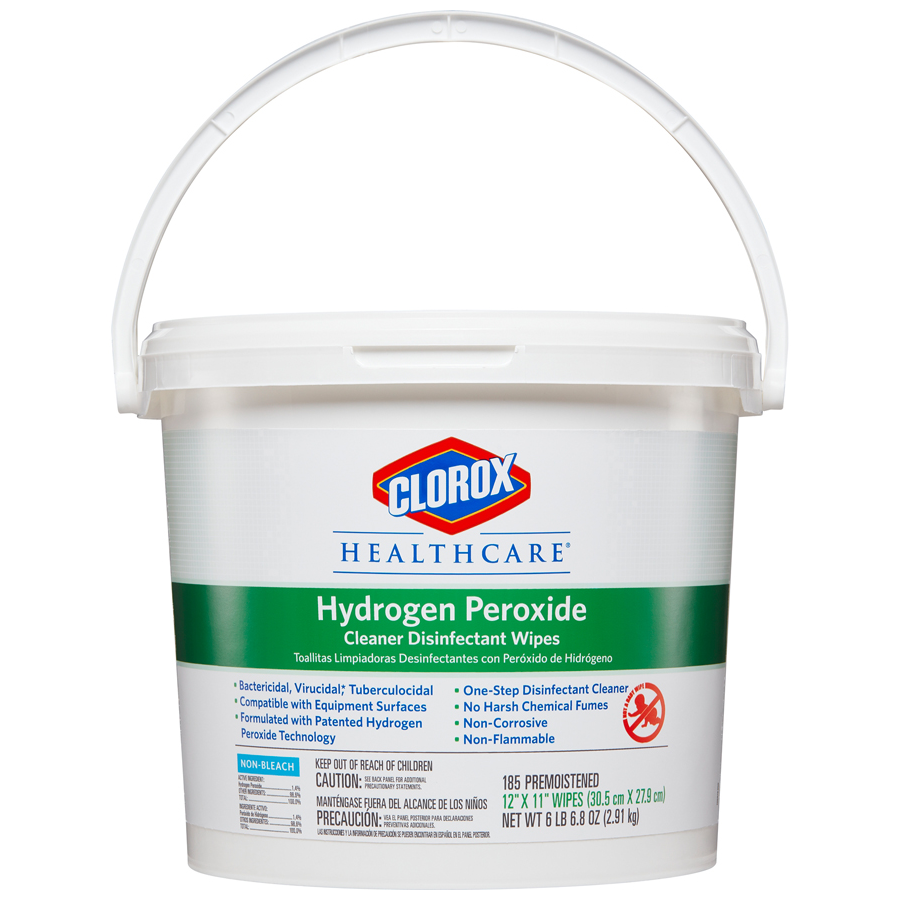 01458 CLOROX 185 COUNT HEALTHCARE PROFESSIONAL HYDROGEN PEROXIDE CLEANER WIPES (2/CS)