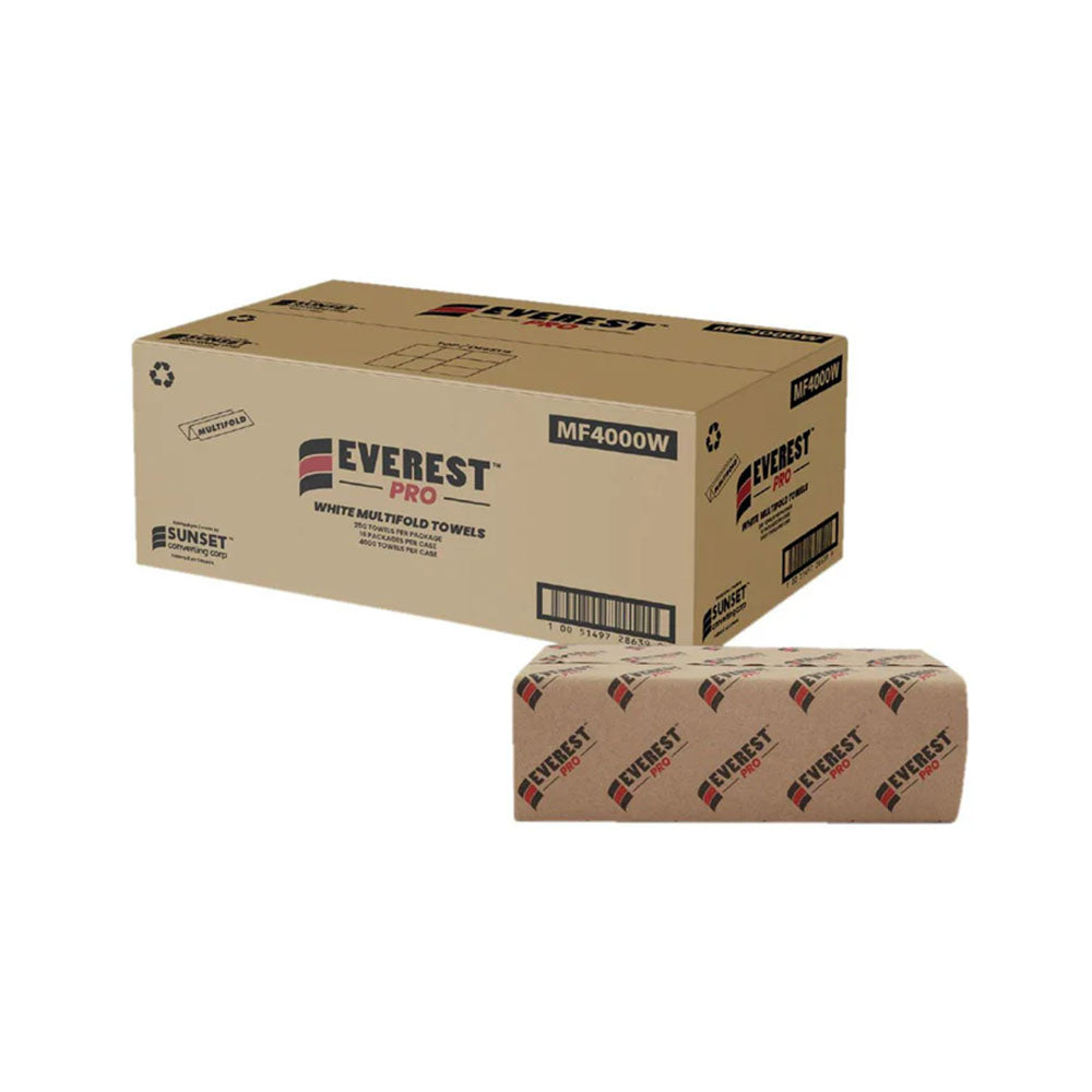 Everest Pro Multifold White Hand Towels 16x250 Sheets/Cs