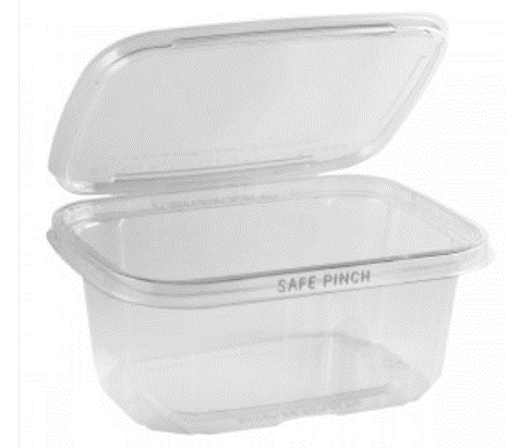 TE6732 32 oz. Clear Hinged Container SAFE PINCH™ Tamper-Evident 200/case